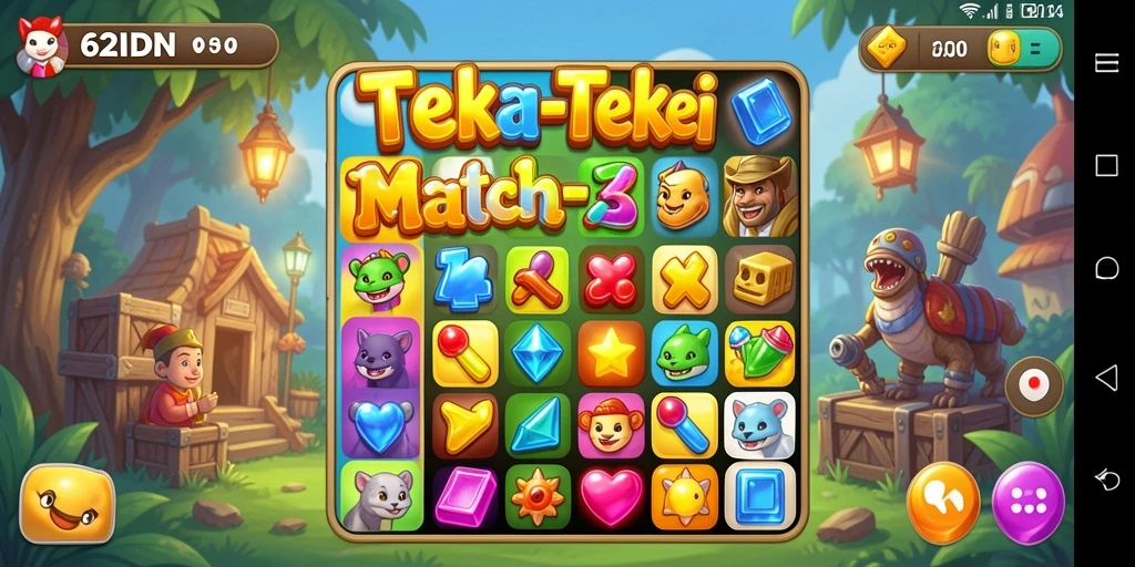 Tampilan gameplay seru saat mencocokkan item di 62IDN.