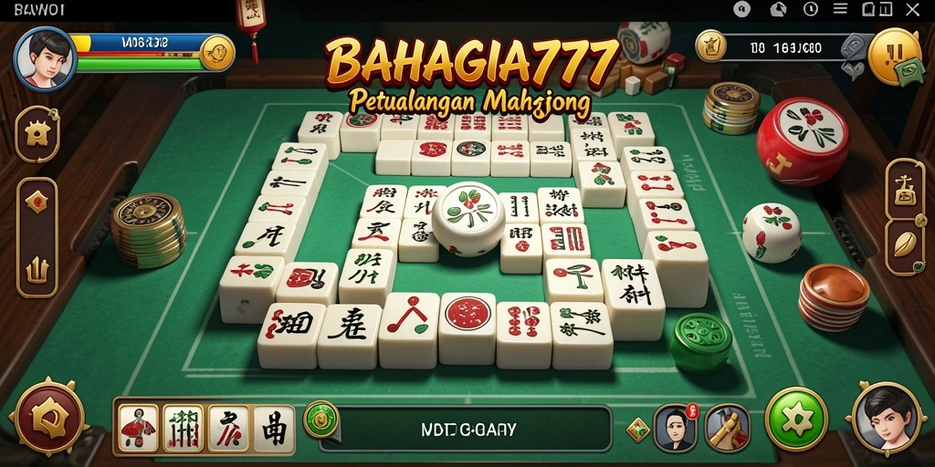 Tampilan dinamis dan menarik dari gameplay Mahjong BAHAGIA777.