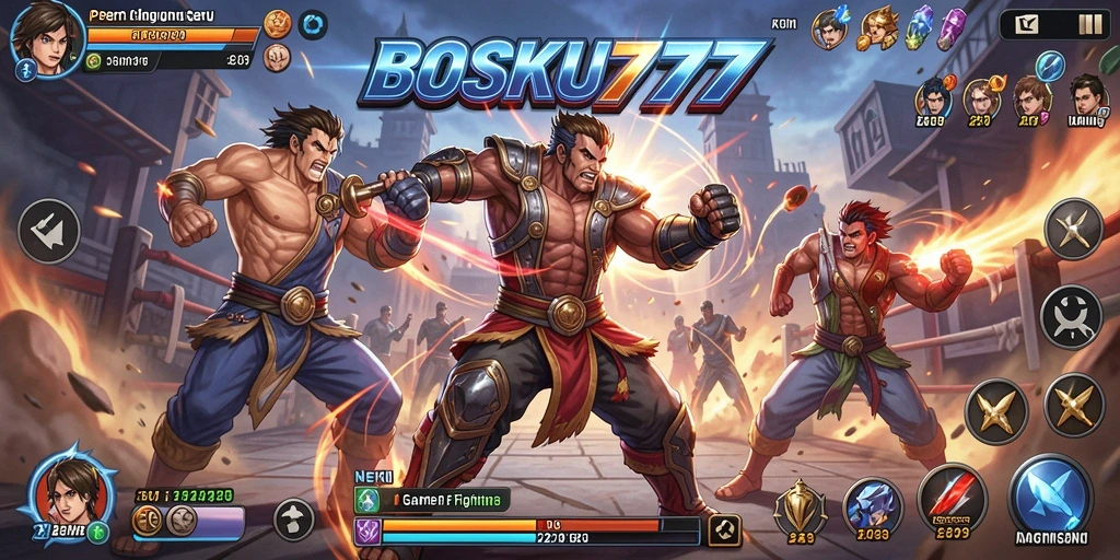 Tampilan gameplay BOSKU777 yang mendebarkan dalam pertarungan Fighting.