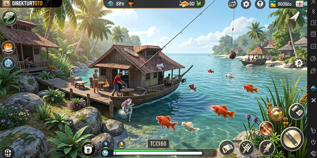 Screenshot utama DIREKTURTOTO menampilkan gameplay memancing yang seru.