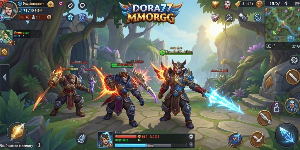 Tampilan gameplay DORA77 yang epik dalam petualangan MMORPG.