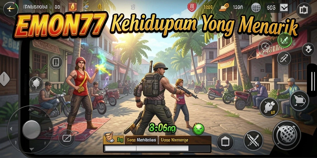 Screenshot gameplay EMON77 yang menunjukkan interaksi karakter.