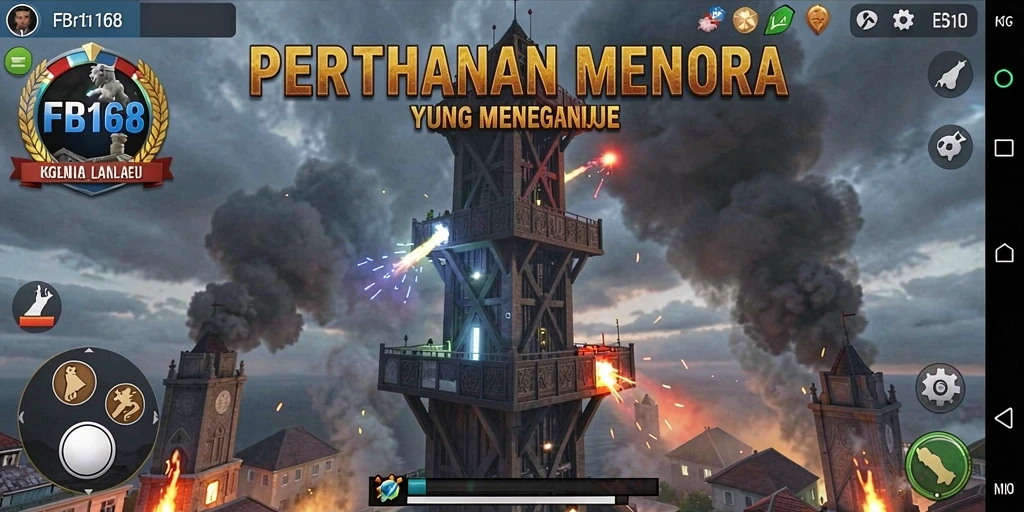 Screenshot gameplay FB168 menampilkan menara yang siap menghadapi serangan musuh.