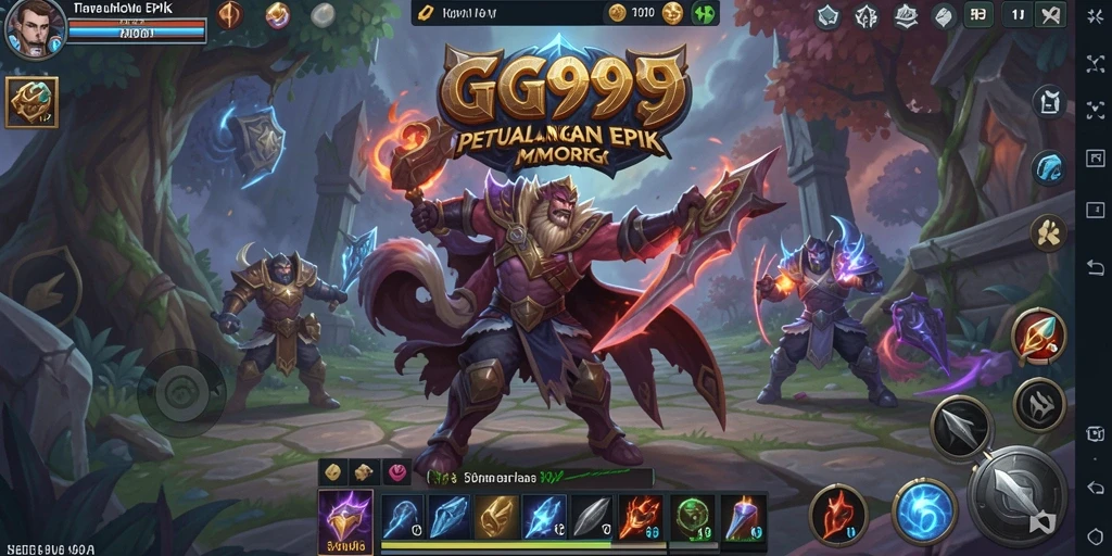 Tangkapan layar GG999 menampilkan aksi seru dalam pertempuran MMORPG.