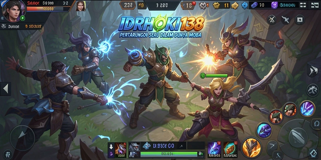 Tampilan menarik dari gameplay MOBA di IDRHOKI138.