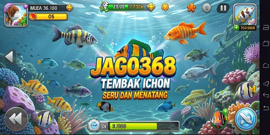Gameplay seru saat menembak ikan di laut.