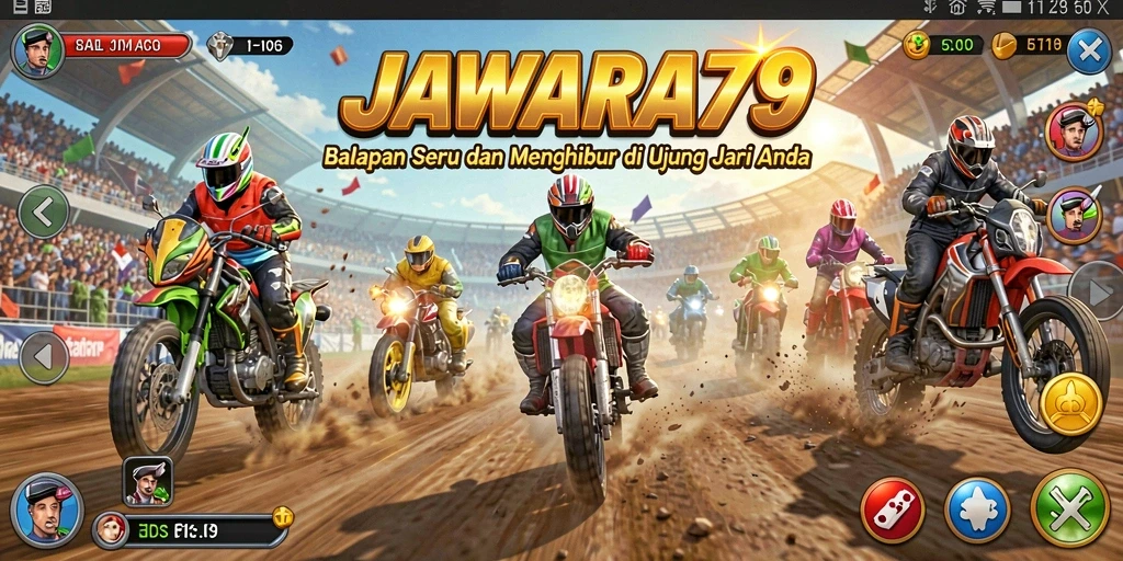 Screenshot menunjukkan balapan mendebarkan di jalur yang penuh rintangan.