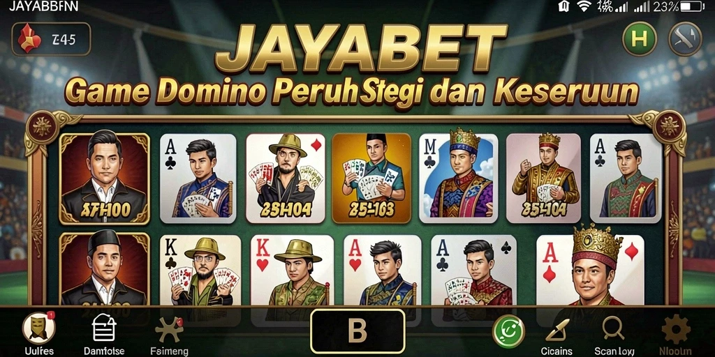 Screenshot utama JAYABET menampilkan gameplay domino yang seru dan interaktif.
