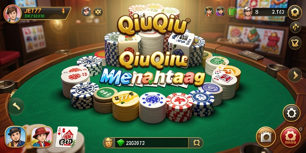 Screenshot JET77 menunjukkan gameplay QiuQiu yang menarik.