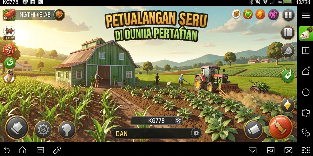 Screenshot game KG778 menampilkan aktivitas bertani yang seru dan interaktif.