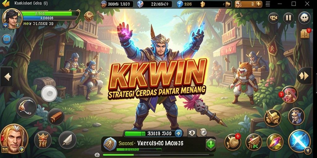 Screenshot gameplay <strong>KKWIN</strong> menunjukkan pertempuran strategis yang menegangkan.
