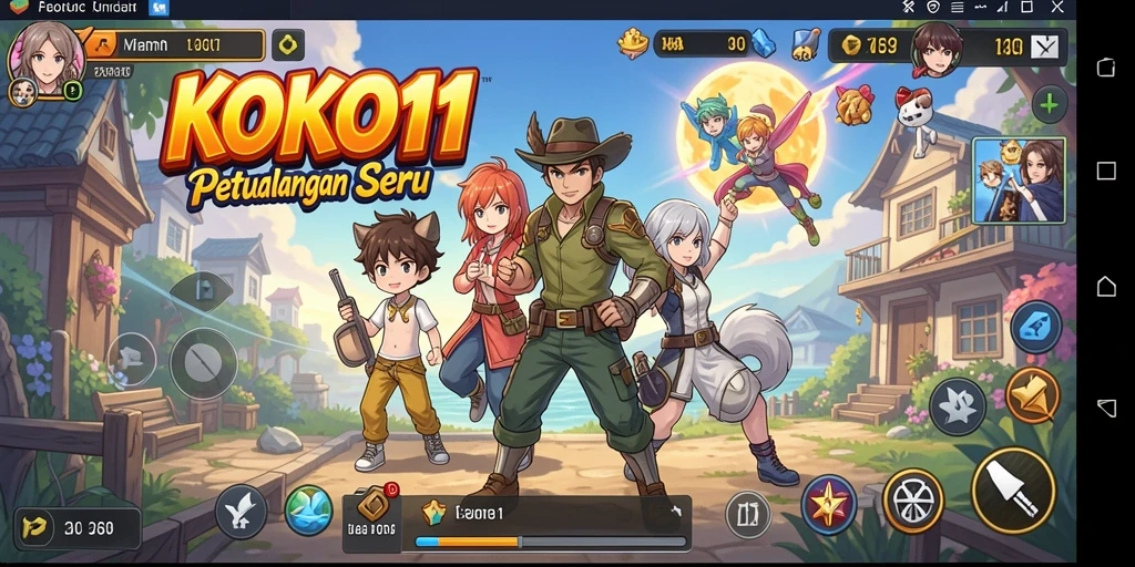 Tampilan gameplay KOKO11 yang penuh warna dan karakter ikonik.