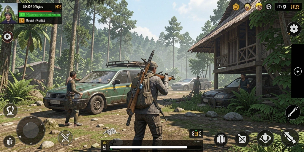 Tangkapan layar menunjukkan interaksi karakter dalam gameplay NK666.