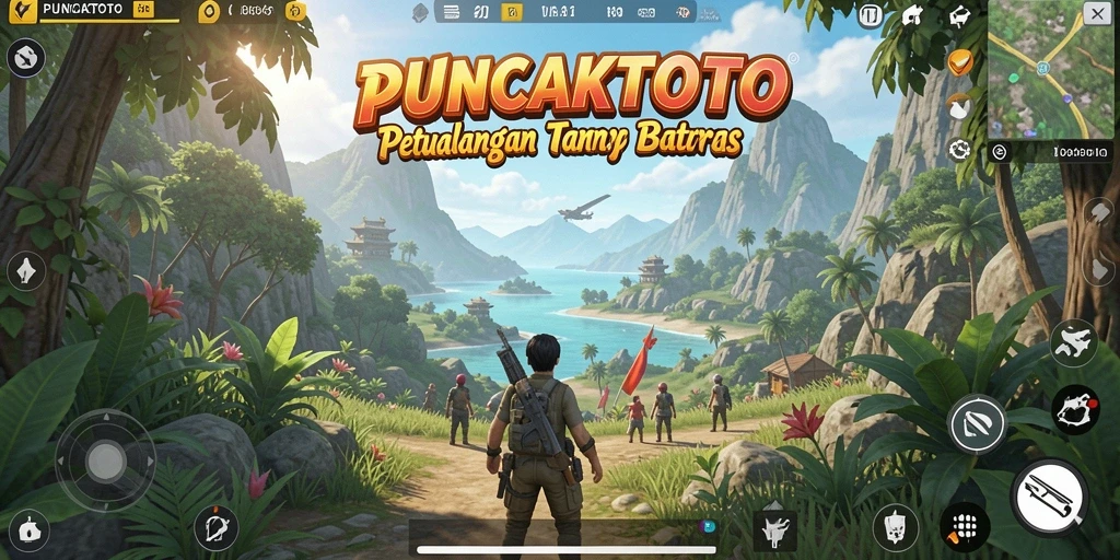 Screenshot gameplay PUNCAKTOTO menampilkan petualangan di dunia terbuka.