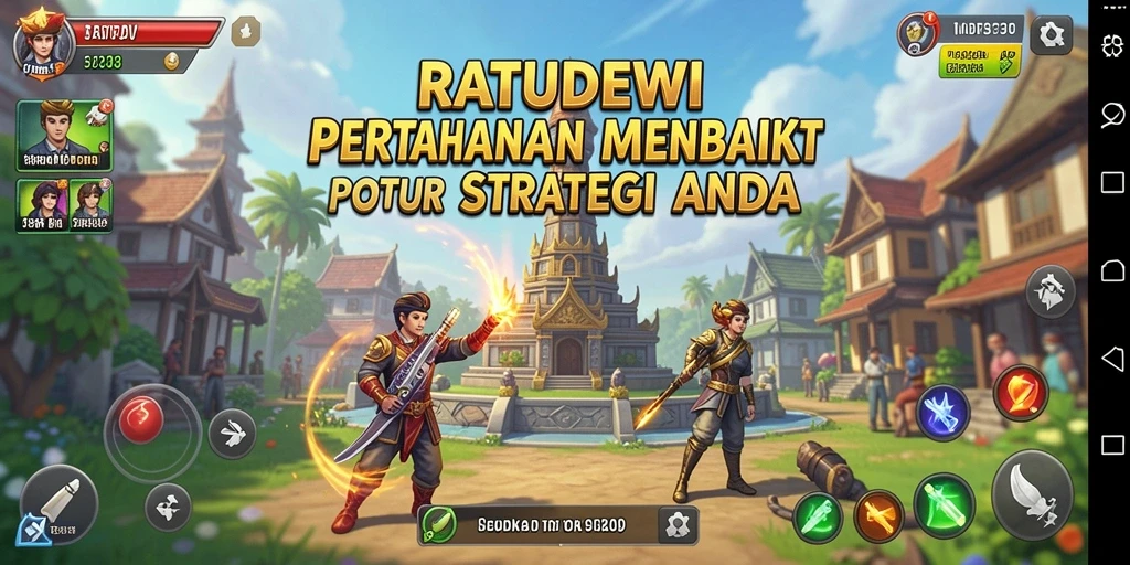 Tampilan gameplay RATUDEWI yang menarik dalam pertahanan menara.