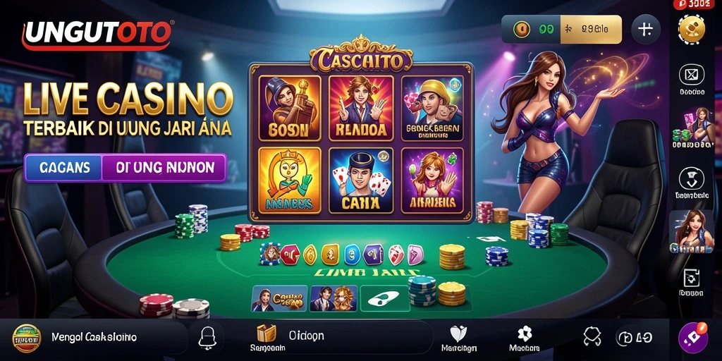 Screenshot gameplay UNGUTOTO menampilkan dealer profesional dan suasana kasino langsung.