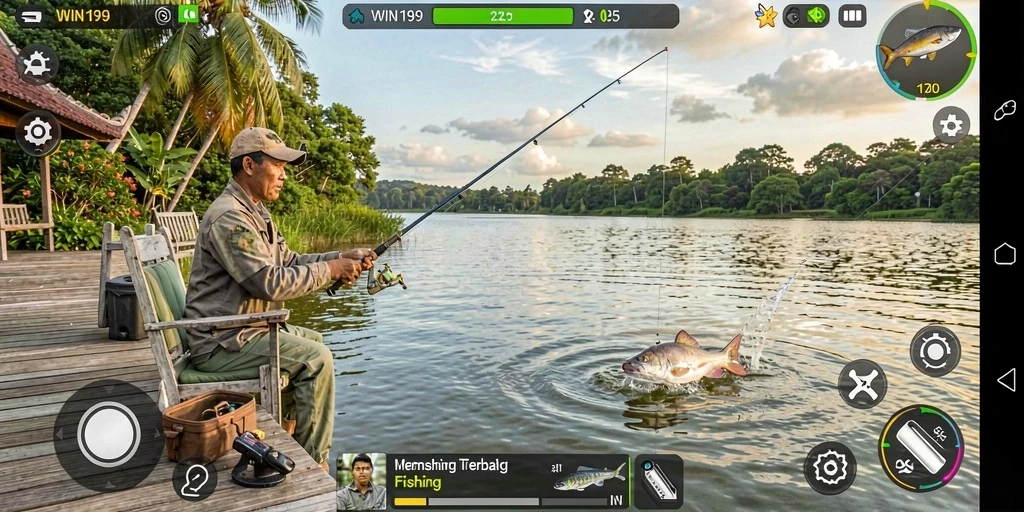 Tangkapan layar gameplay WIN199 yang menampilkan pengalaman memancing yang seru.